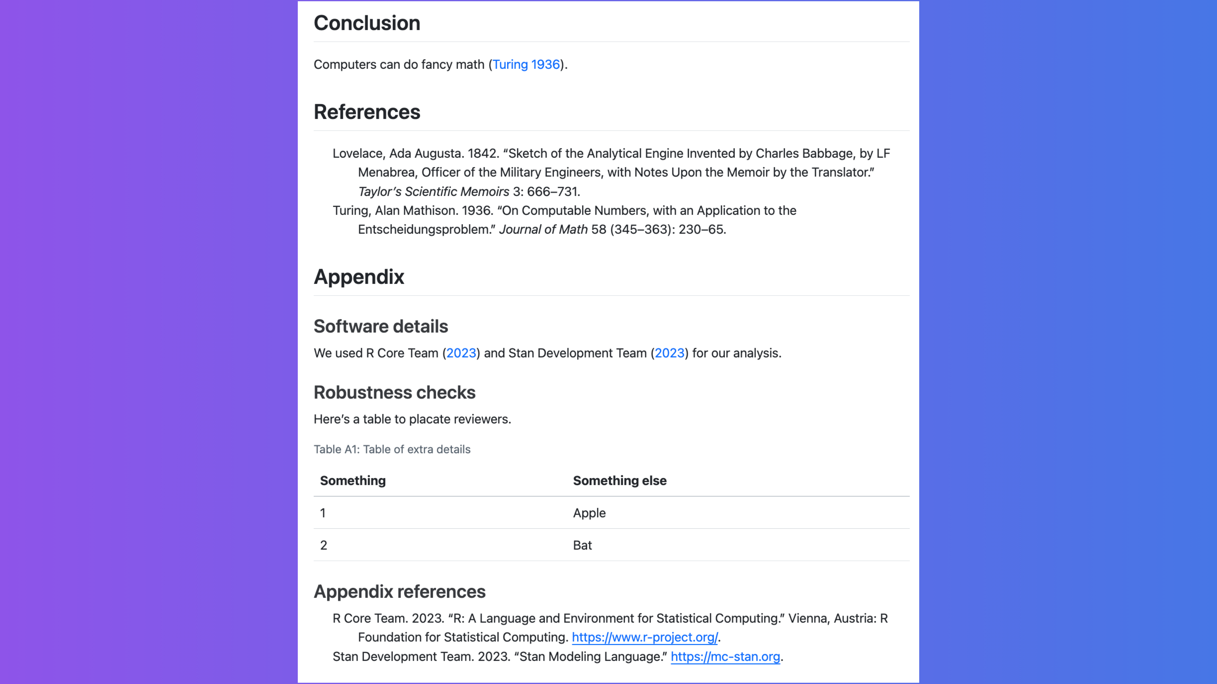 How to create separate bibliographies in a Quarto document